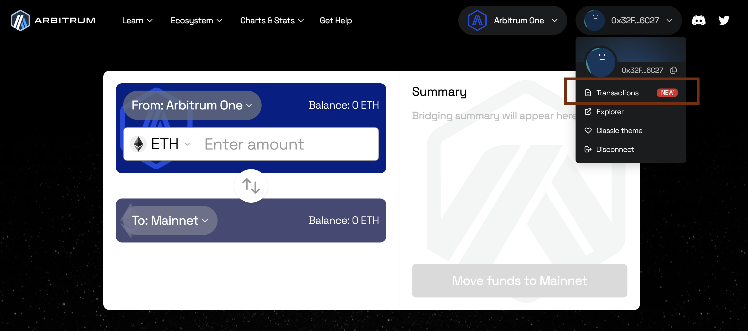 See the transaction history